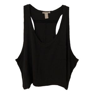 Black Cropped Muscle Tank Top